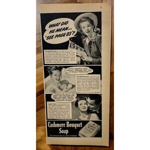Cashmere Bouquet Soap Vintage Print Ad 1940s Retro Bath Beauty Wall Decor